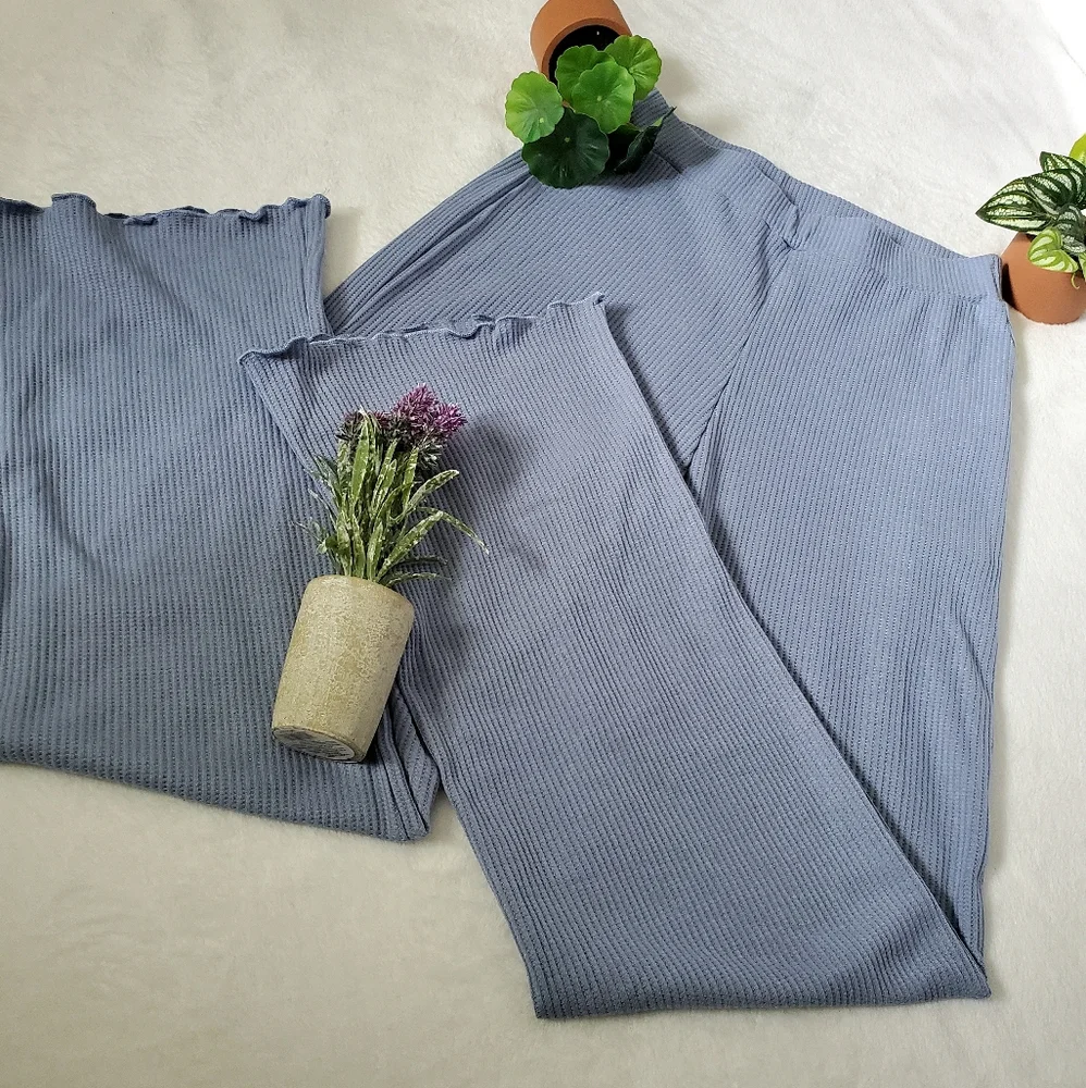 Romwe Solid Ribbed Pants - Picture 1 of 7